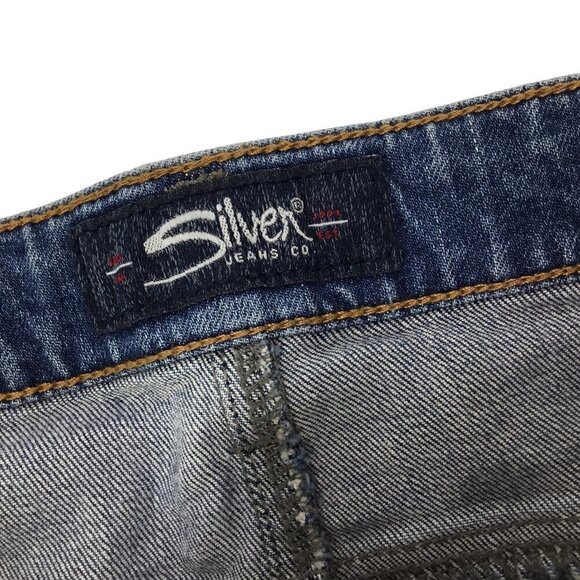 Silver Jeans Francy Denim Skirt Jean Raw Hem Size 8 Blue Stretch Distressed - Picture 5 of 6